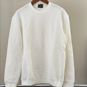 H&M Cream Men's Ribbed Crewneck Sweater